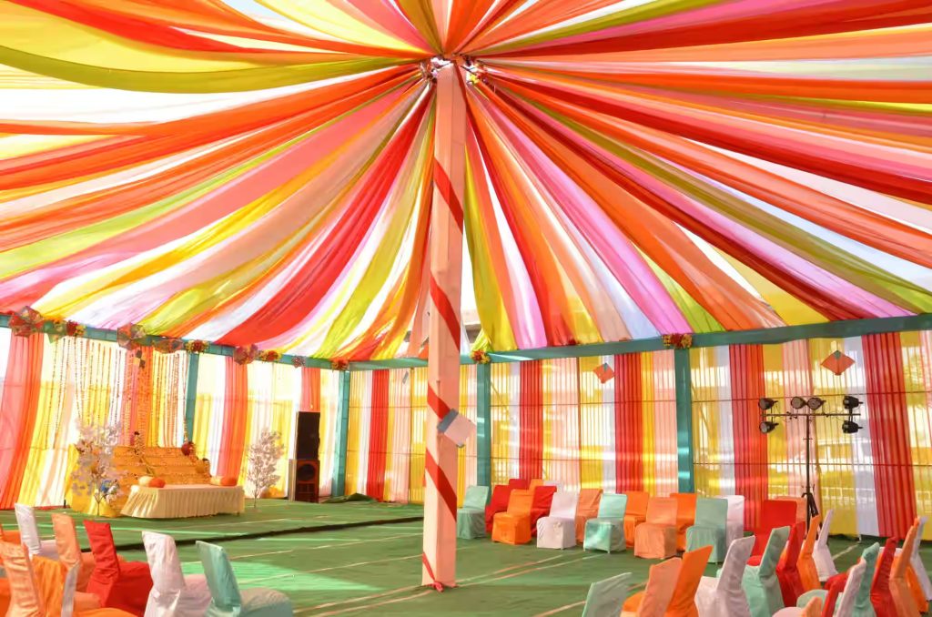 3. Colorful Fabric Pandal Tent Design