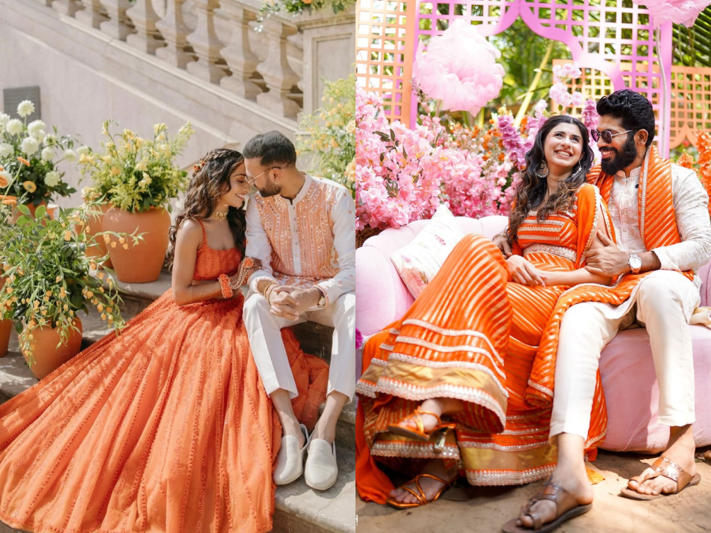 Orange and Yellow Haldi Outfit Combination