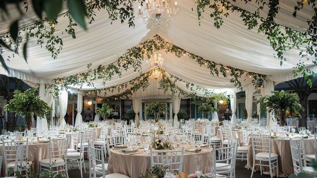 2. White Floral Tent Decoration