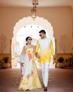 White and Yellow Minimal Haldi Outfit