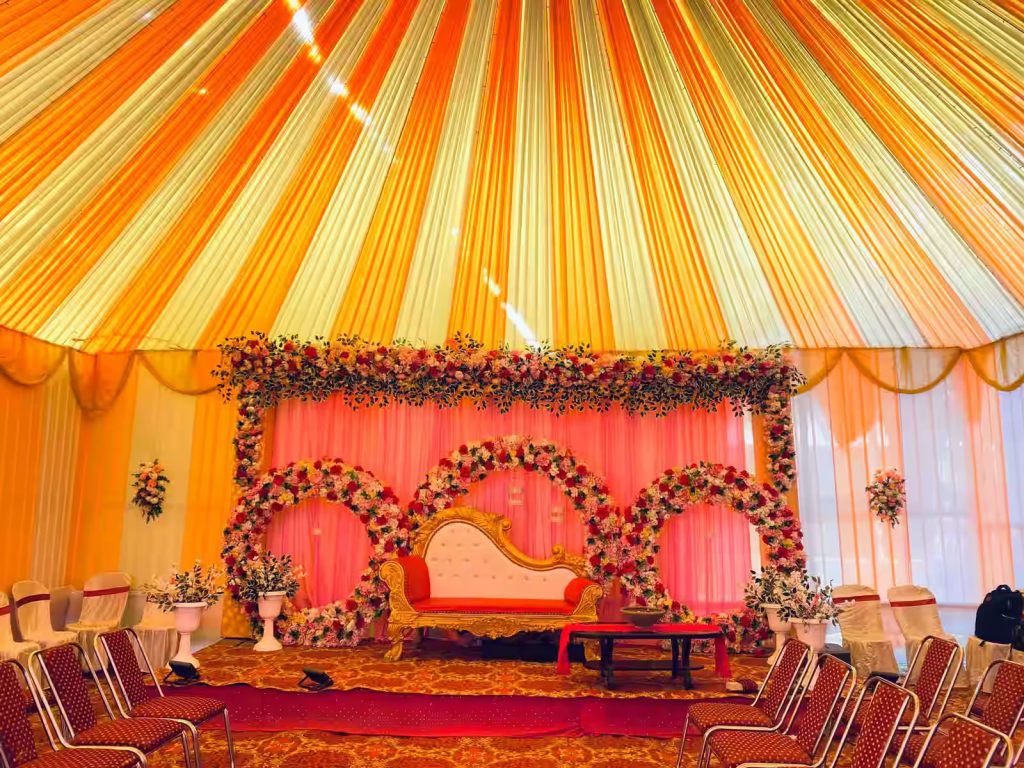 Traditional Red and Yellow Village Tent Design