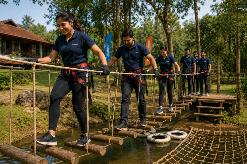 Outdoor adventure team building activity for employees