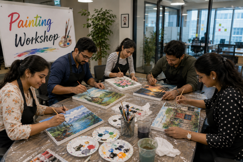 Creative painting workshop for corporate teams