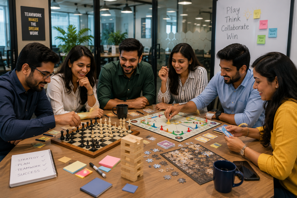Indoor board game challenge for corporate teams