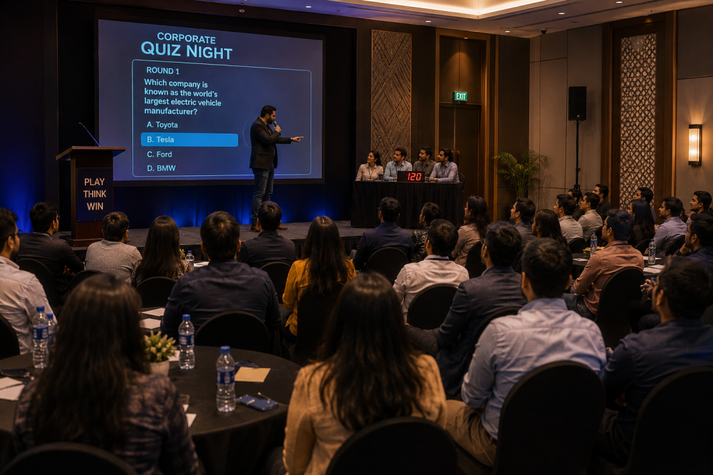 Corporate quiz and game show activity during office event