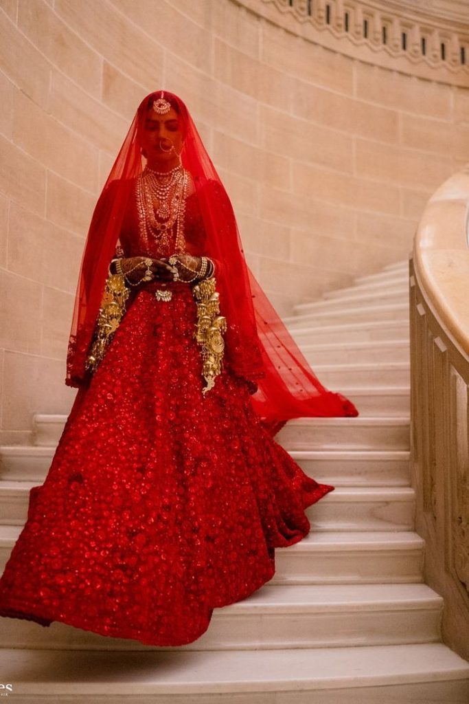 Traditional bridal entry, royal red bridal entry, dulhan entry ideas, Indian wedding bridal entry, classic bridal entry