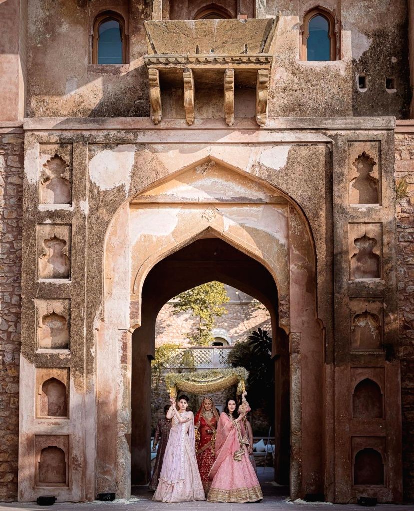 Elegant bridal entry, bridesmaids bridal entry, pastel bridal entry, modern bridal entry ideas, Bollywood wedding inspiration