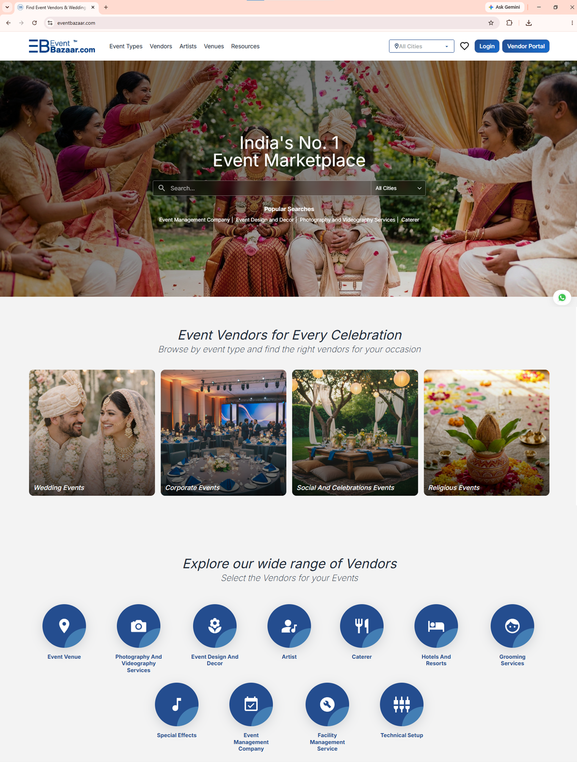 EventBazaar.com, India's first comprehensive event planning platform, bridging the gap between ideas and trusted vendors effortlessly.