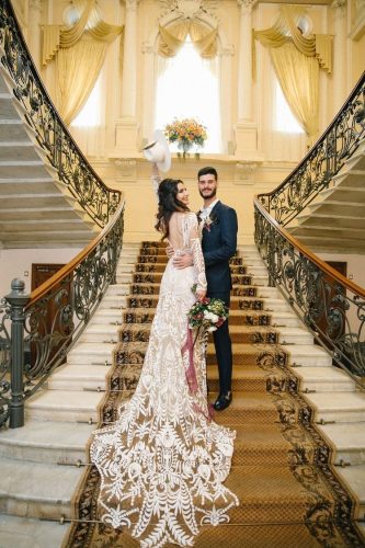 Couple Entry on a Royal Staircase