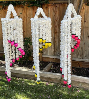 Mogra jasmine chandeliers for elegant Indian wedding decoration ideas