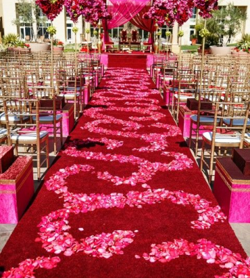 Rangoli and floral pathways for Indian wedding decoration ideas