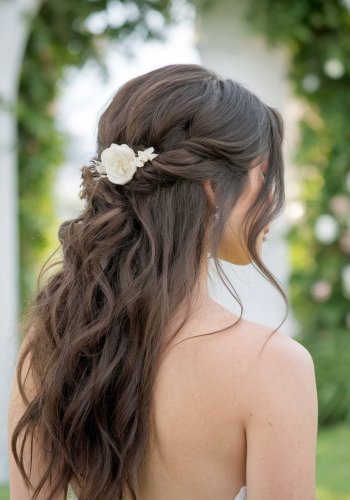 Half-up twisted crown – romantic party hair style for girls